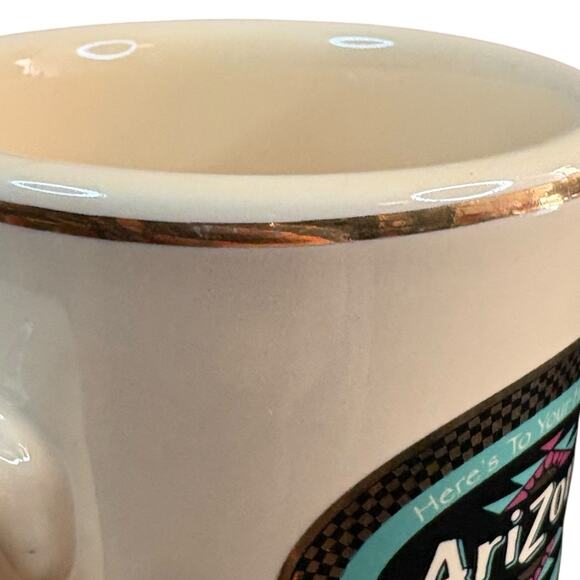 Vintage Arizona Iced Tea Creme Gold Coffee Mug Ceramic Kitchen Advertisement 90s - Picture 12 of 12